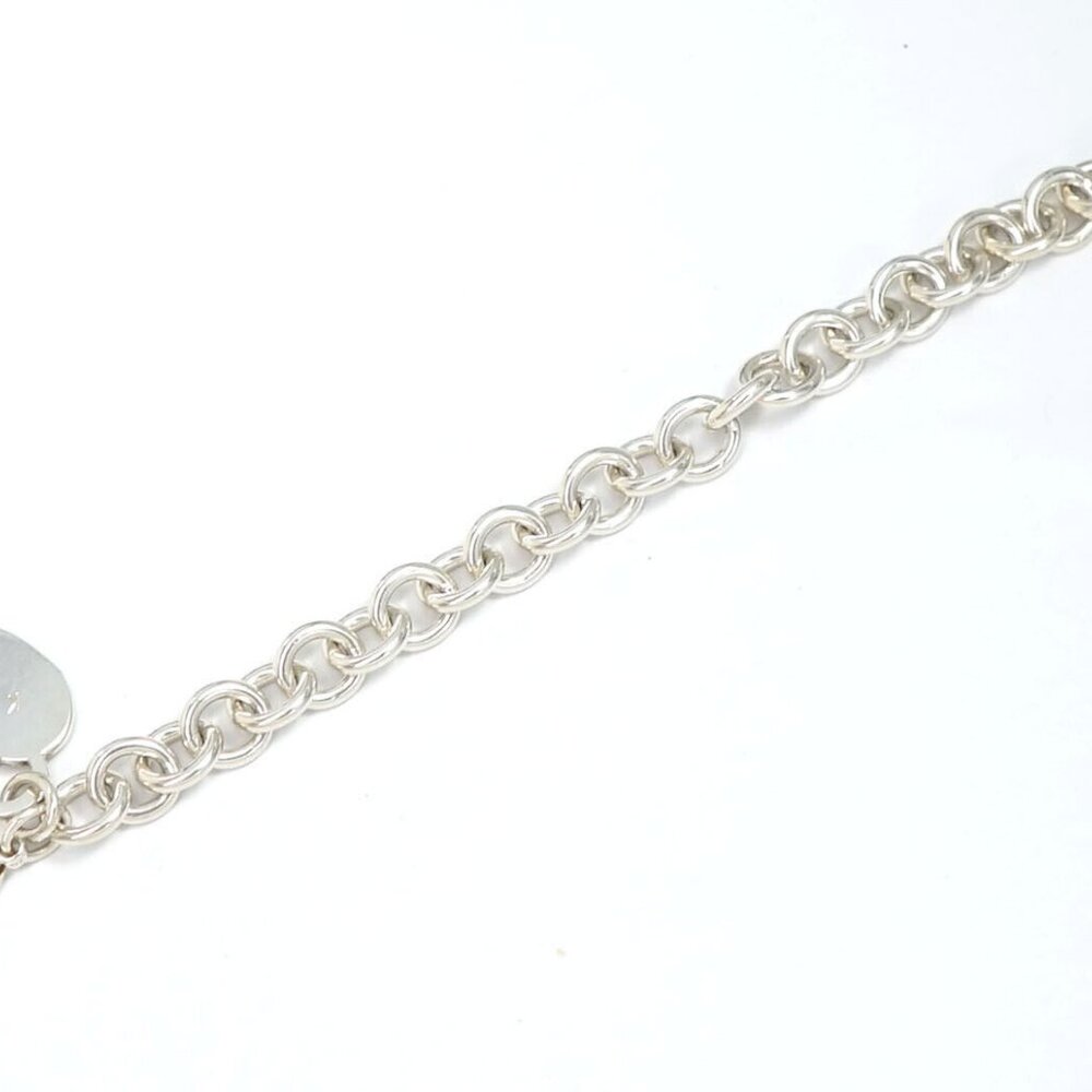 Tiffany & Co. Heart Tag Diamond Chain Bracelet 6.8" Silver 925 Auth w/Box - Picture 4 of 7